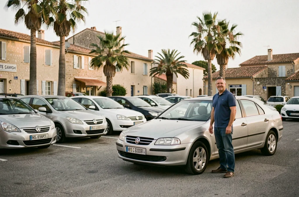 Devanture du garage Daniel Nouvel Automobiles à Saint-Cyr-sur-Mer avec des voitures d'occasion exposées
