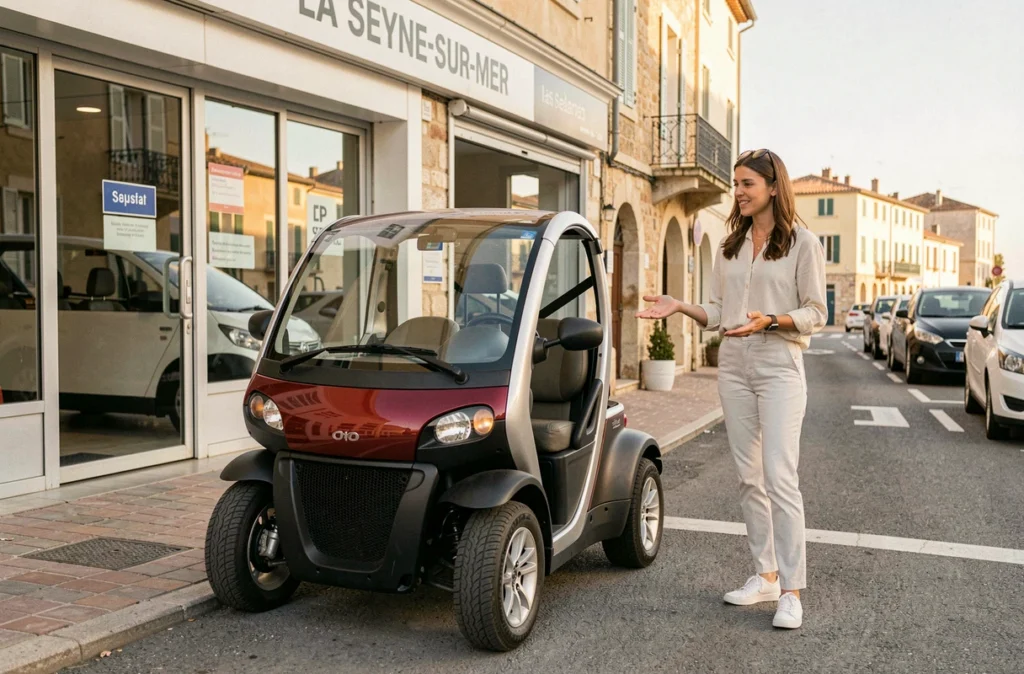 Voiture sans permis exposée chez Evolution Auto à La Seyne-sur-Mer